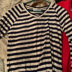 large navy blue and white striped long sleeve